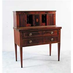FINE REPRODUCTION MAHOGANY INLAID TAMBOUR SECRETARY