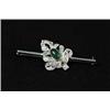 Image 1 : INTERESTING DIAMOND, CHRYSOPHRASE AND BLACK ONYX LEAF PIN
