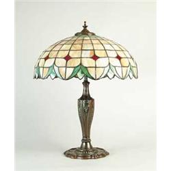 GOOD OLD LEADED GLASS TABLE LAMP