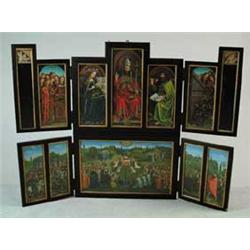 OUTSTANDING LARGE FRAMED TRIPTYCH WITH RELIGIOUS PANELS