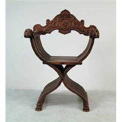 CARVED MAHOGANY VICTORIAN SAVORNELLA CHAIR. 