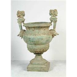 PAIR OF MASSIVE BRONZE CLASSICAL STYLE GARDEN URNS