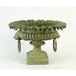 ANTIQUE CAST IRON FLOWER URN