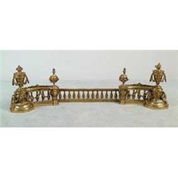 THREE PART BRASS FIREPLACE FENDER