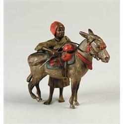 FINE AUSTRIAN POLYCHROME BRONZE OF A BOY AND HIS DONKEY