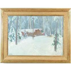 DWIGHT T. BLANEY (American, 1865-1944) “CABIN IN WINTER”