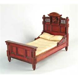 OUTSTANDING CARVED WALNUT SALESMAN’S SAMPLE BED