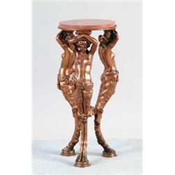 MARBLE TOP FIGURAL METAL STAND