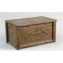 BRASS DECORATED WOOD BOX