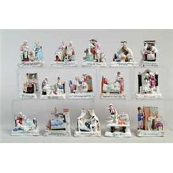 RARE FIFTEEN PIECE STAFFORDSHIRE WEDDING SERIES FIGURINES