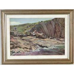 HOWARD RUSSELL BUTLER (American, 1856-1934) “SLANTING ROCKS, BASE OF BALD HEAD CLIFF OGUNQUIT, MAINE