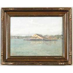 AUGUST GOESER (American, 1858-?) “AT GLOUCESTER, MASS ON A SUNDAY AFTERNOON”