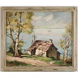 AMEE LELAND DAVIS (American, 1893-1973) COASTAL WATERFRONT