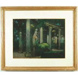 JULIUS ROLSHAVEN (American, 1858-1930) “VIEW OF THE ARCADE IN THE BOBILI GARDENS FLORENCE, ITALY”