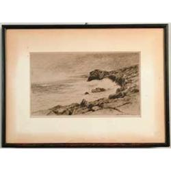 KERR EBY (American, 1889-1946) TWO ETCHINGS - “ISLE OF SHOALS” AND “WINTER WHEAT”