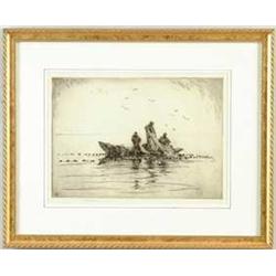 SEARS GALLAGHER (American, 1869-1955) HAULING IN THE NETS