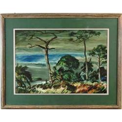 WILLIAM SAMUEL HORTON (American, 1865-1936) HUNTER IN TROPICAL LANDSCAPE