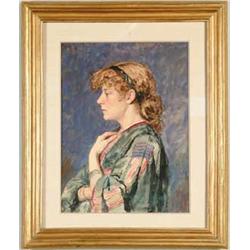 BENONI IRWIN (American, 1840-1896) PORTRAIT OF A YOUNG WOMAN