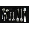 Image 1 : LOT OF EIGHT SALT SPOONS AND ONE MINIATURE TONGS