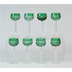 SET OF EIGHT CUT OVERLAY MINIATURE RHINE WINES