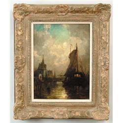 GEORGE HERBERT MCCORD (American, 1848-1909) “MOONLIGHT AMSTERDAM HOLLAND”