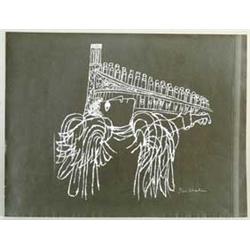 BEN SHAHN (American, 1898-1969) SIGNED PRINT; MAN WITH MUSICAL INSTRUMENT