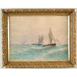 HENDRICKS A. HALLETT (American, 1847-1921) SEASCAPE WITH SAILBOATS