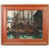 Image 1 : CATHERINE SHOCK SHREVE (American, 20th Century) BOATS AT DOCK IN HARBOR