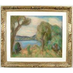 BERNARD GUSSOW (American, 1881-1957) LANDSCAPE WITH LAKE