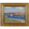 Image 1 : F.M. (American, 20th Century) SAILBOATS IN HARBOR