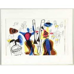 J KEARNS (American, 20th Century) “MAN ON STILTS”