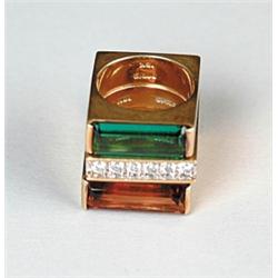 MATCHING SET OF THREE SIGNED BORIS 18KT GOLD RINGS
