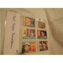 6 1960 TOPPS BASEBALL CARDS AS SHOWN