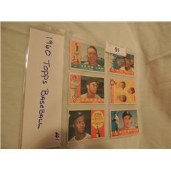 6 1960 TOPPS BASEBALL CARDS AS SHOWN