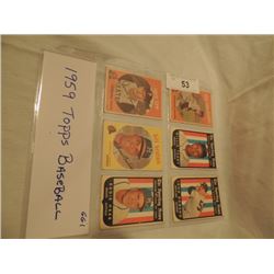 6 1959 TOPPS BASEBALL CARDS AS SHOWN