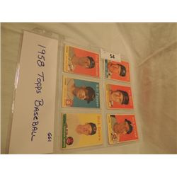 6 1958 TOPPS BASEBALL CARDS AS SHOWN