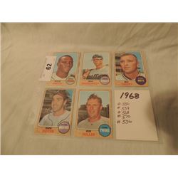 5 1968 TOPPS BASEBALL CARDS AS SHOWN