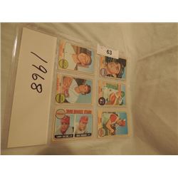 6 1968 TOPPS BASEBALL CARDS AS SHOWN
