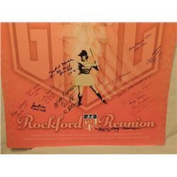 RARE ROCKFORD PEACHES AUTOGRAPHED REUNION POSTER