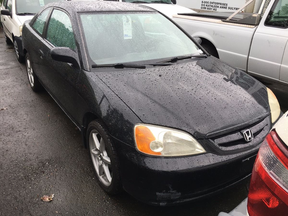 2003 HONDA CIVIC, 2 DOOR COUPE, BLACK, VIN 1HGEM21513L815358