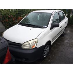 2003 TOYOTA ECHO, 4 DOOR SEDAN, WHITE, VIN # JTDBT123935048696