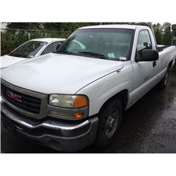 2003 GMC SIERRA, 2 DOOR PU, WHITE, VIN # 1GTEC14X43Z104842