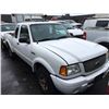 Image 2 : 2001 FORD RANGER, 2 DOOR PU, WHITE, VIN # 1FTYR14UX1PB07772