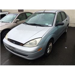 2000 FORD FOCUS ZTS, 4 DOOR SEDAN, GREY, VIN # 1FAHP3837YW396263