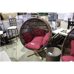 BROWN WOVEN EGG STYLE OUTDOOR PATIO CHAIR