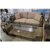 Image 1 : DARK WOOD & WOVEN RATTAN PATIO SOFA SET