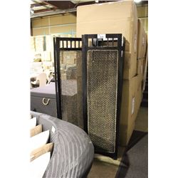 DARK WOOD & WOVEN RATTAN BI-FOLD SCREEN