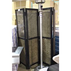 DARK WOOD & WOVEN RATTAN BI-FOLD SCREEN