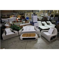 WICKED WICKER WHITE WOVEN OUTDOOR PATIO SOFA SET