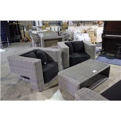 WICKED WICKER GREY WOVEN & BLACK OUTDOOR SOFA SET